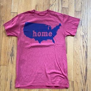 Red Patriotic T-shirt. Dark blue screen print